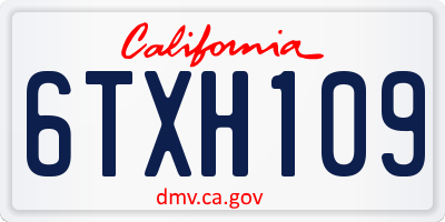 CA license plate 6TXH109