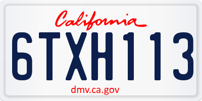 CA license plate 6TXH113
