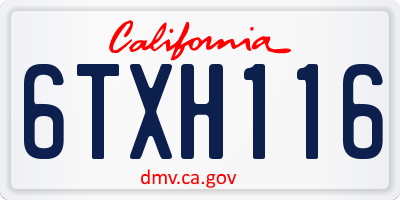 CA license plate 6TXH116
