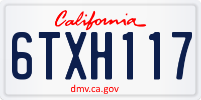 CA license plate 6TXH117