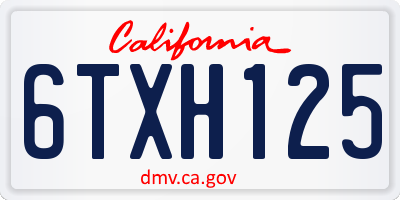 CA license plate 6TXH125