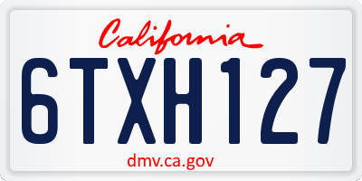 CA license plate 6TXH127