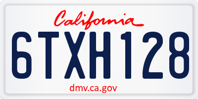 CA license plate 6TXH128
