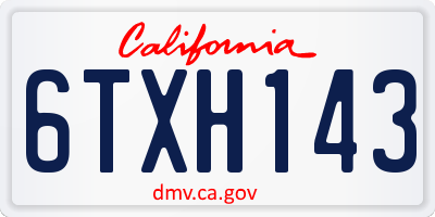 CA license plate 6TXH143