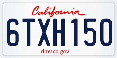 CA license plate 6TXH150
