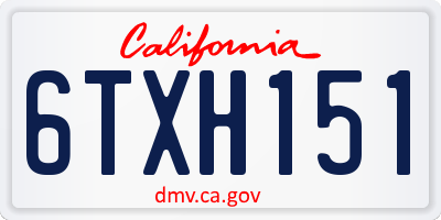 CA license plate 6TXH151