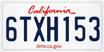 CA license plate 6TXH153