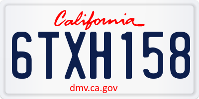 CA license plate 6TXH158