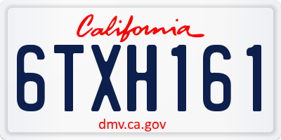 CA license plate 6TXH161