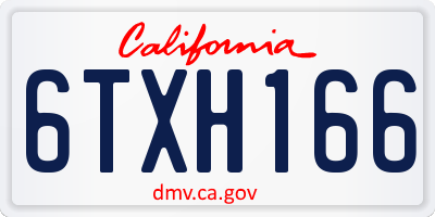 CA license plate 6TXH166