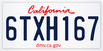 CA license plate 6TXH167