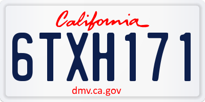 CA license plate 6TXH171