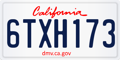 CA license plate 6TXH173