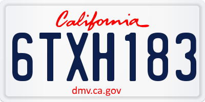 CA license plate 6TXH183