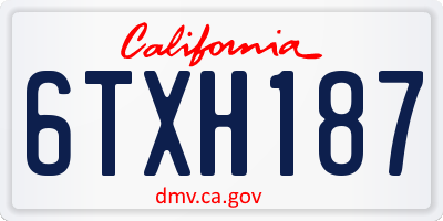 CA license plate 6TXH187