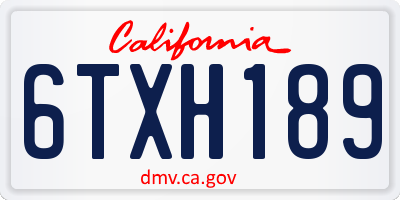 CA license plate 6TXH189