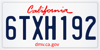 CA license plate 6TXH192