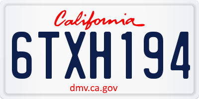 CA license plate 6TXH194