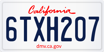 CA license plate 6TXH207