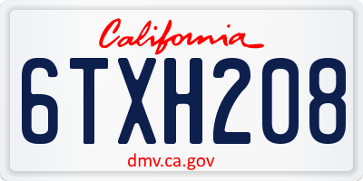CA license plate 6TXH208