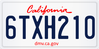 CA license plate 6TXH210