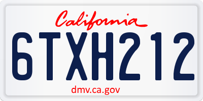 CA license plate 6TXH212