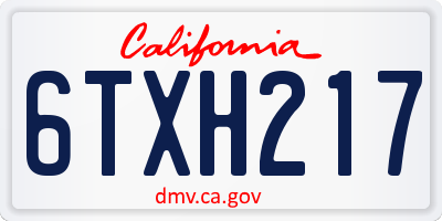 CA license plate 6TXH217