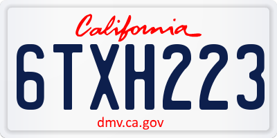 CA license plate 6TXH223