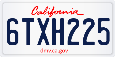 CA license plate 6TXH225
