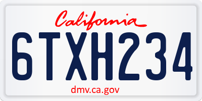 CA license plate 6TXH234