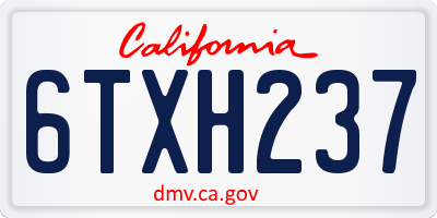 CA license plate 6TXH237