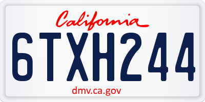 CA license plate 6TXH244
