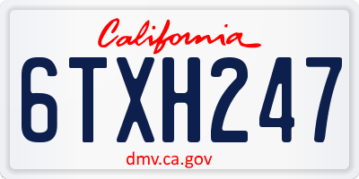 CA license plate 6TXH247