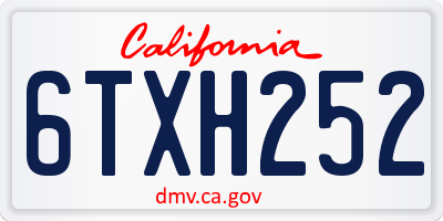 CA license plate 6TXH252