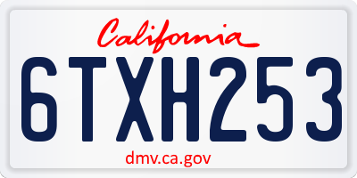 CA license plate 6TXH253