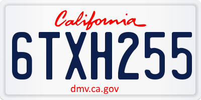 CA license plate 6TXH255