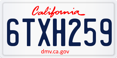 CA license plate 6TXH259