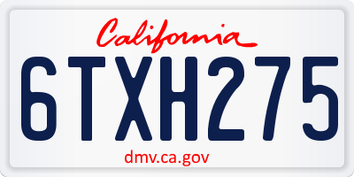 CA license plate 6TXH275