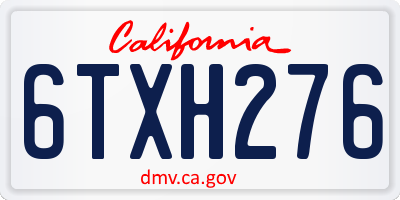 CA license plate 6TXH276