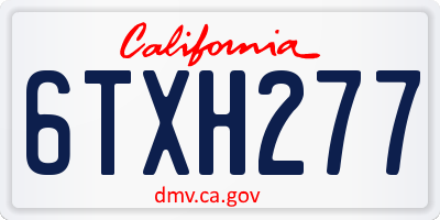 CA license plate 6TXH277