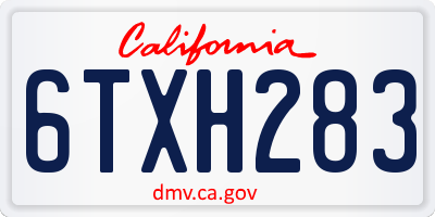 CA license plate 6TXH283