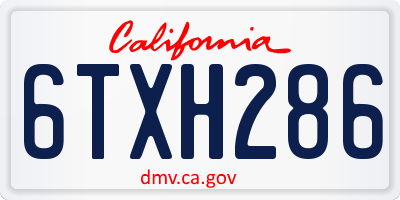 CA license plate 6TXH286
