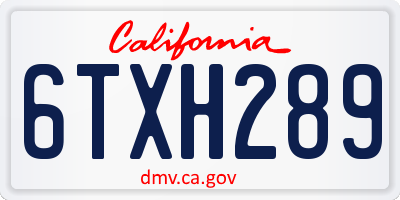 CA license plate 6TXH289