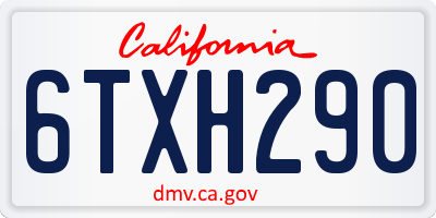 CA license plate 6TXH290