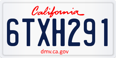 CA license plate 6TXH291