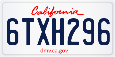 CA license plate 6TXH296