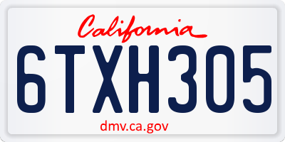 CA license plate 6TXH305