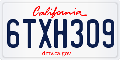 CA license plate 6TXH309