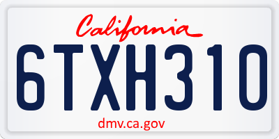 CA license plate 6TXH310