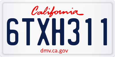 CA license plate 6TXH311